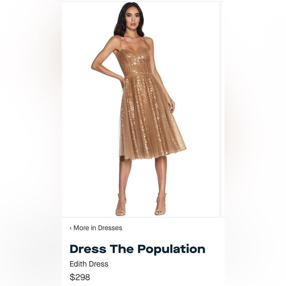 Dress the Population butterscotch color dress - Picture 7 of 9